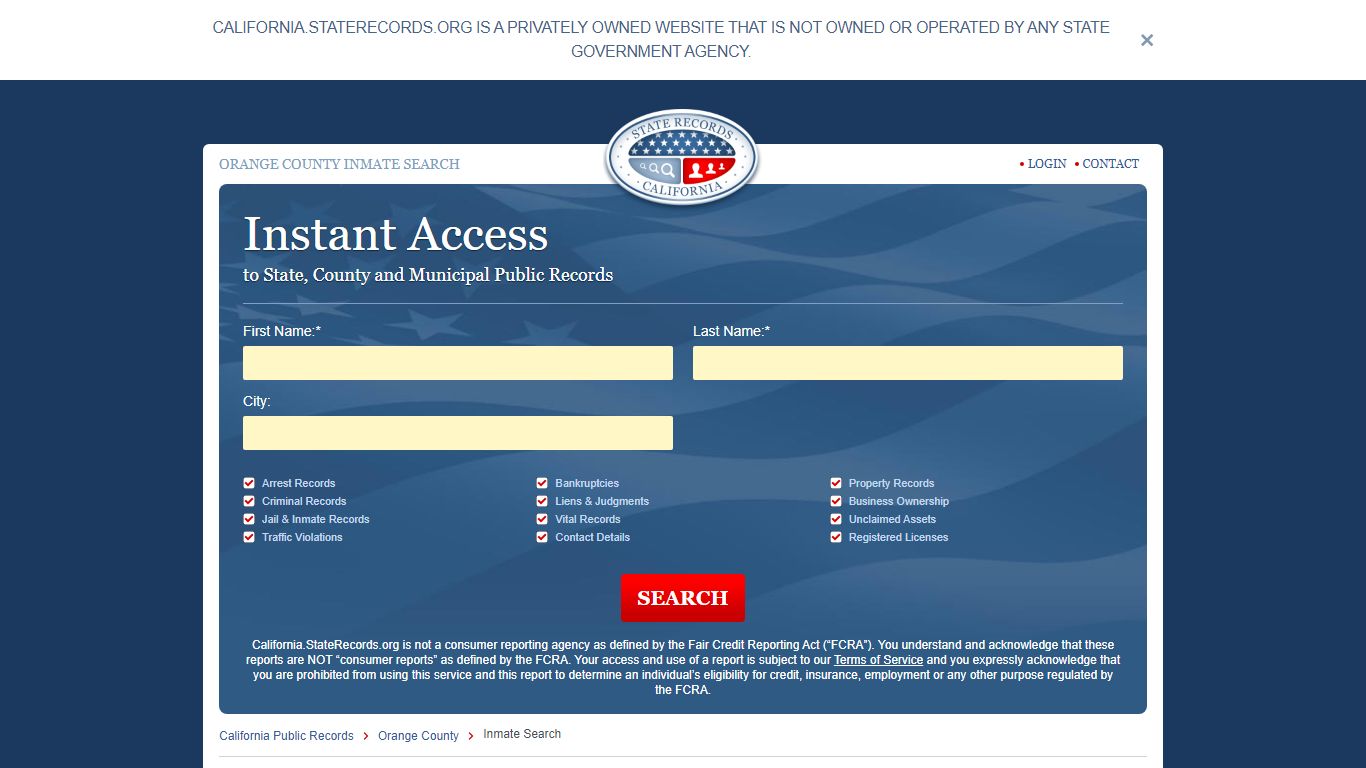 Orange County, California Inmate Search | StateRecords.org